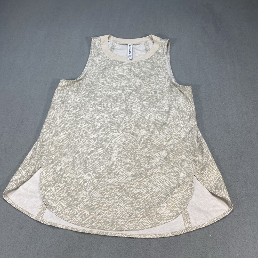Athleta Top Women's XS White Green Snakeskin Zephyr Print Tank Light Stretch